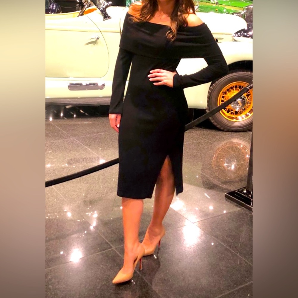 Cowl neck sweater dress